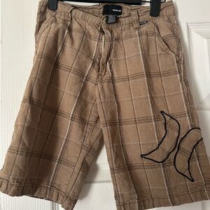 Hurley Tan Plaid Kids Shorts
